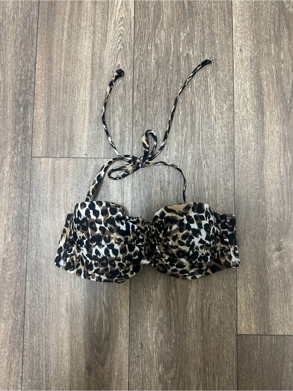 VENUS Leopard Print Bikini Top - Black, Brown, Cream